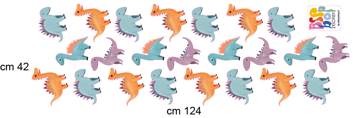 BipBop Stickers "Dinosauri" Adesivi murali in tessuto Premium" per bambini attacca e stacca, Sicuri e Atossici. Decora le camerette dei bambini. Unici e creativi