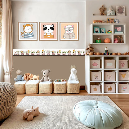 BipBop stickers. Bordo murale "Simpatico trenino" Greca decorativa per pareti cameretta bambini, adesivo riposizionabile e lavabile, facile applicazione e rimozione. "7 pezzi"