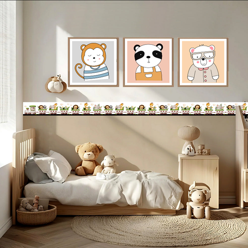 BipBop stickers. Bordo murale "Simpatico trenino" Greca decorativa per pareti cameretta bambini, adesivo riposizionabile e lavabile, facile applicazione e rimozione. "7 pezzi"