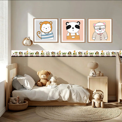 BipBop stickers. Bordo murale "Simpatico trenino" Greca decorativa per pareti cameretta bambini, adesivo riposizionabile e lavabile, facile applicazione e rimozione. "7 pezzi"