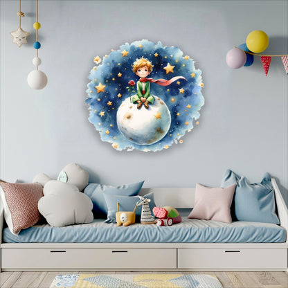 BipBop Stickers "Il principe sognatore" Adesivi murali in tessuto Premium" per bambini attacca e stacca, Sicuri e Atossici. Decora le camerette dei bambini. Unici e creativi (Principe sognatore)
