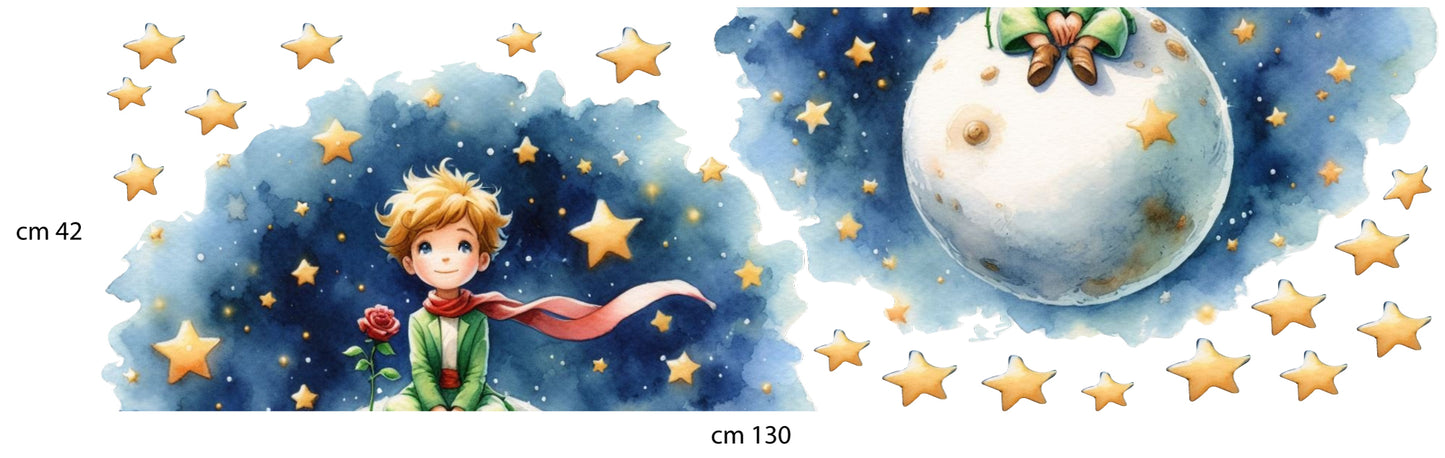 BipBop Stickers "Il principe sognatore" Adesivi murali in tessuto Premium" per bambini attacca e stacca, Sicuri e Atossici. Decora le camerette dei bambini. Unici e creativi (Principe sognatore)