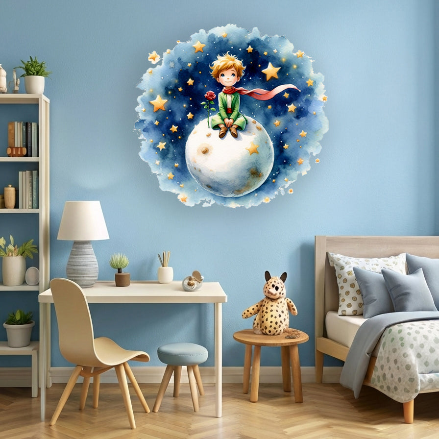 BipBop Stickers "Il principe sognatore" Adesivi murali in tessuto Premium" per bambini attacca e stacca, Sicuri e Atossici. Decora le camerette dei bambini. Unici e creativi (Principe sognatore)