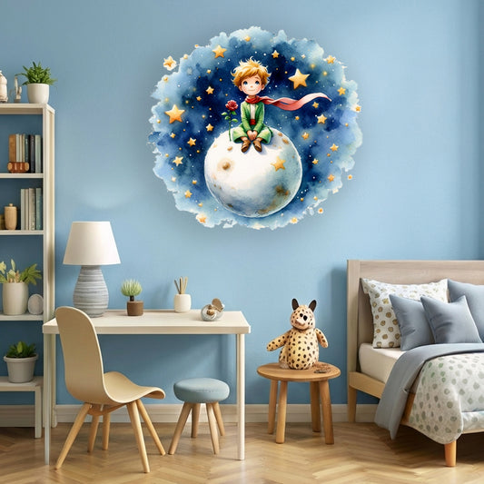 BipBop Stickers "Il principe sognatore" Adesivi murali in tessuto Premium" per bambini attacca e stacca, Sicuri e Atossici. Decora le camerette dei bambini. Unici e creativi (Principe sognatore)