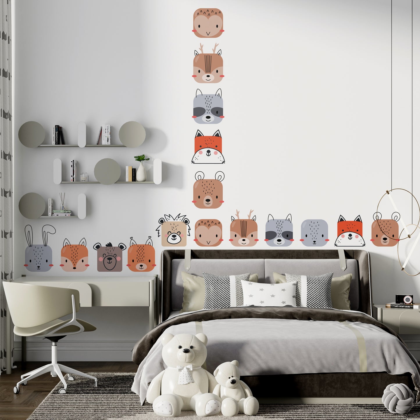 BipBop Stickers "Animals4 25 pezzi" Adesivi murali in tessuto Pemium" per bambini attacca e stacca, Sicuri e Atossici. Decorare pareti e mobili della cameretta dei bambini. Decori unici e creativi!"