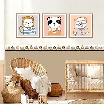 BipBop stickers. Bordo murale "Simpatico trenino" Greca decorativa per pareti cameretta bambini, adesivo riposizionabile e lavabile, facile applicazione e rimozione. "7 pezzi"