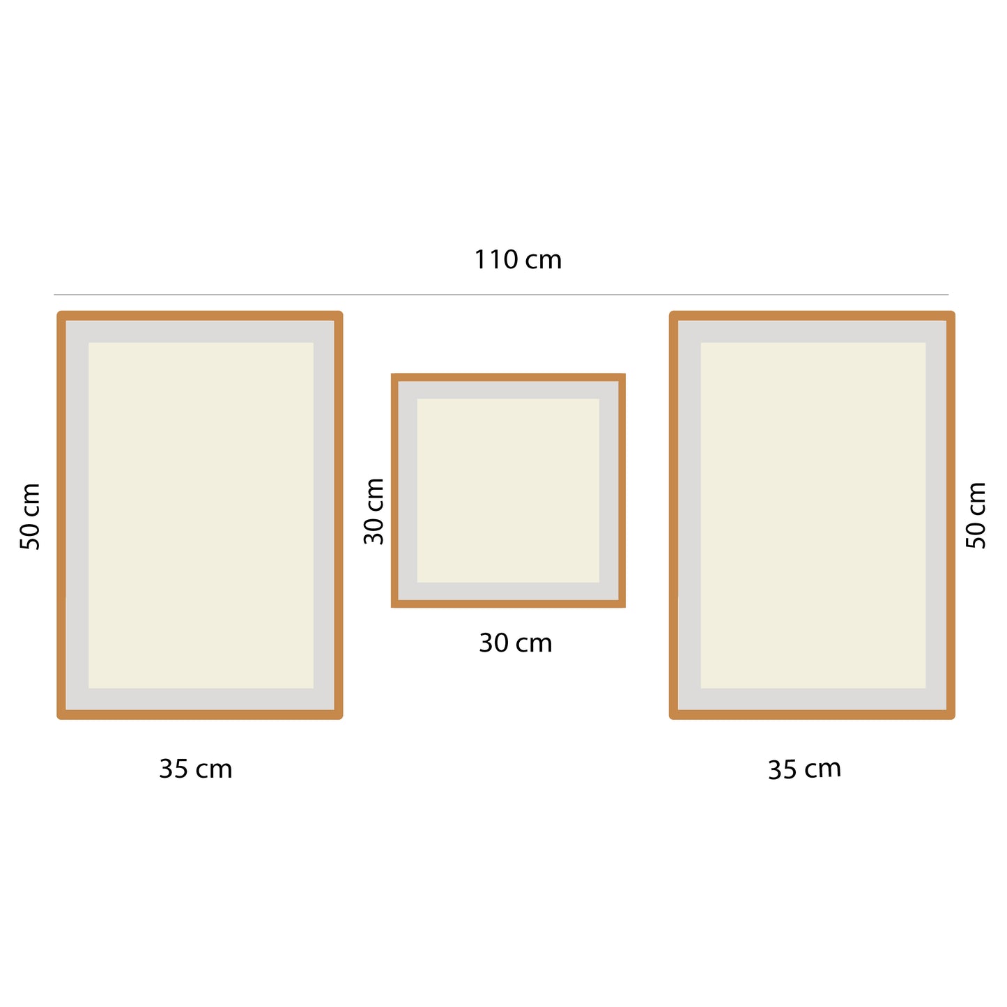 BipBop – Set 3 Quadri Cameretta Bambini con Cornice in Legno Naturale – Decorazioni Parete Cameretta Neonato – Set da Parete per Camera Bimbo e Bimba – mis. 35x50-30x30-35x50 - (Giraffa)