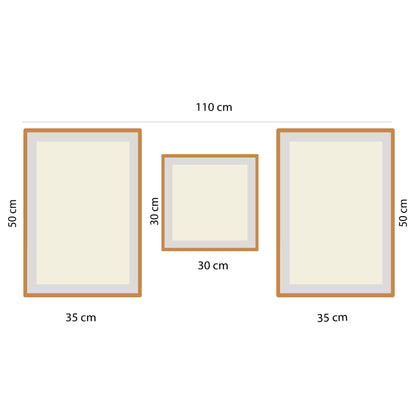 BipBop – Set 3 Quadri Cameretta Bambini con Cornice in Legno Naturale – Decorazioni Parete Cameretta Neonato – Set da Parete per Camera Bimbo e Bimba – mis. 35x50-30x30-35x50 - (Giraffa)