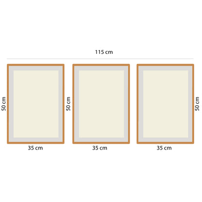 BipBop – Set 3 Quadri Cameretta Bambini con Cornice in Legno Naturale – Decorazioni Parete Cameretta Neonato – Set da Parete per Camera Bimbo e Bimba – mis. 35x50-35x30-35x50 - Animals