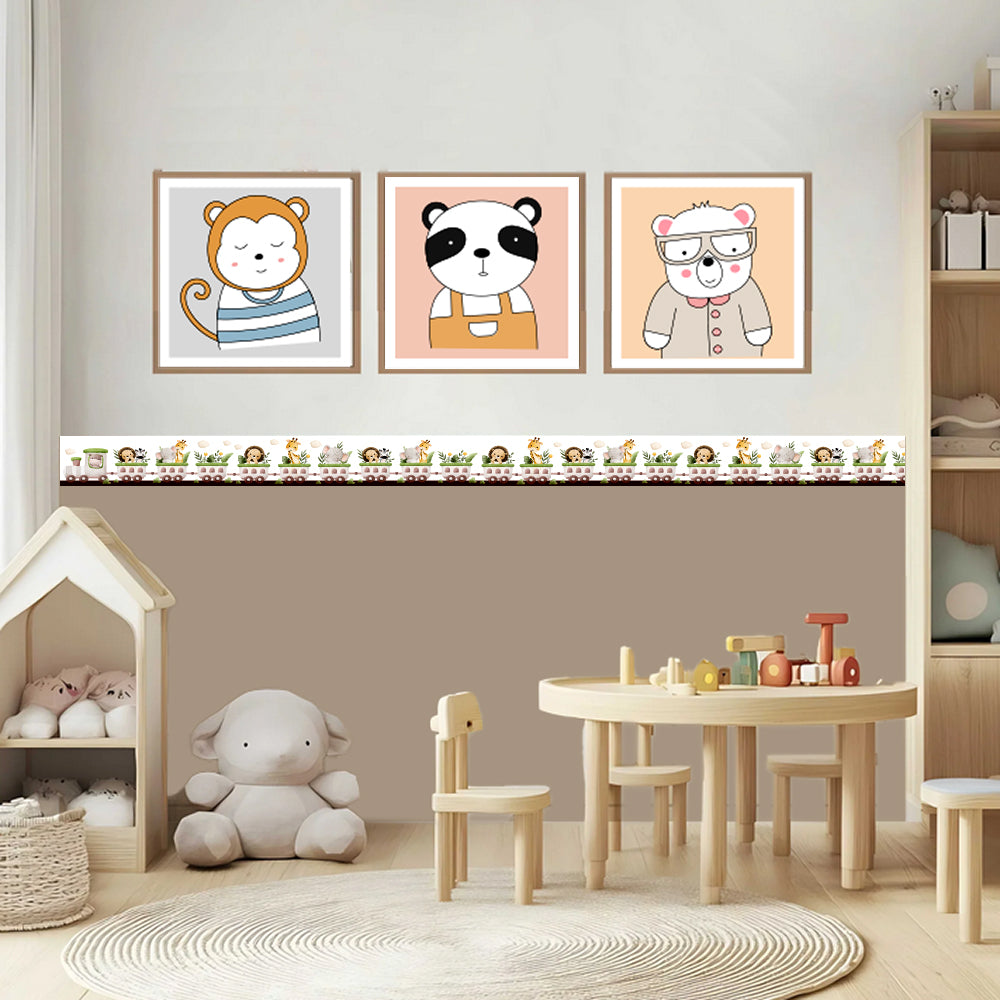 BipBop stickers. Bordo murale "Simpatico trenino" Greca decorativa per pareti cameretta bambini, adesivo riposizionabile e lavabile, facile applicazione e rimozione. "7 pezzi"