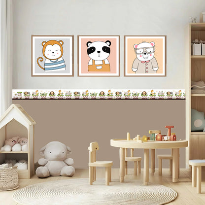 BipBop stickers. Bordo murale "Simpatico trenino" Greca decorativa per pareti cameretta bambini, adesivo riposizionabile e lavabile, facile applicazione e rimozione. "7 pezzi"