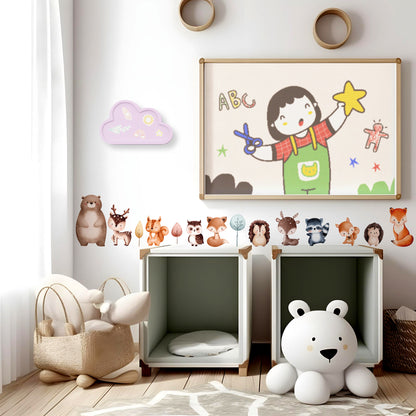 BipBop Stickers "Animali " set 28 pz. Adesivi murali in tessuto Premium" per bambini attacca e stacca, Sicuri e Atossici. Decora le camerette dei bambini. Unici e creativi