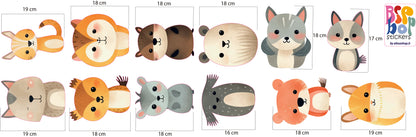 BipBop Stickers "Animali simpatici" set 14 pz. Adesivi murali in tessuto Premium" per bambini attacca e stacca, Sicuri e Atossici. Decora le camerette dei bambini. Unici e creativi
