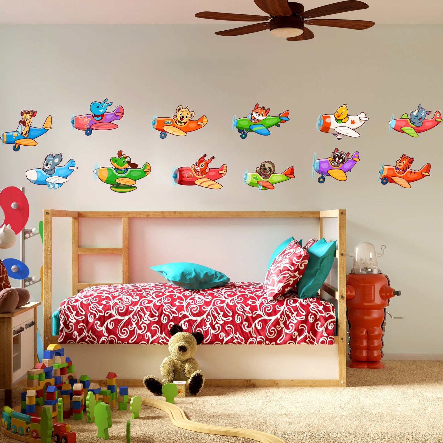 BipBop Stickers "Piccoli piloti" Adesivi murali in tessuto Premium" per bambini attacca e stacca, Sicuri e Atossici. Decora le camerette dei bambini. Unici e creativi (Piccoli piloti)