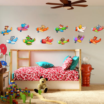 BipBop Stickers "Piccoli piloti" Adesivi murali in tessuto Premium" per bambini attacca e stacca, Sicuri e Atossici. Decora le camerette dei bambini. Unici e creativi (Piccoli piloti)