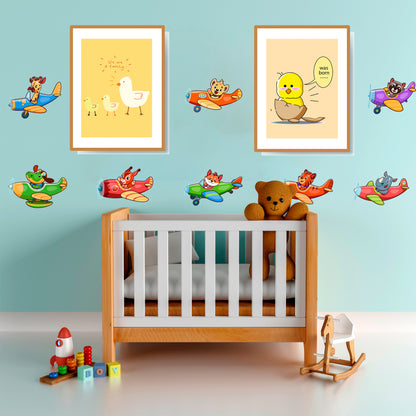 BipBop Stickers "Piccoli piloti" Adesivi murali in tessuto Premium" per bambini attacca e stacca, Sicuri e Atossici. Decora le camerette dei bambini. Unici e creativi (Piccoli piloti)