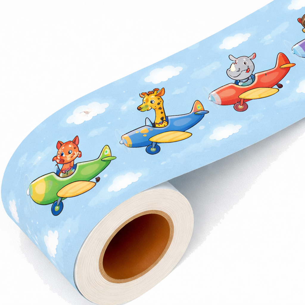 BipBop stickers. Bordo murale"Animali volanti" Greca decorativa per pareti cameretta bambini, adesivo riposizionabile e lavabile, facile applicazione e rimozione. (animali volanti)