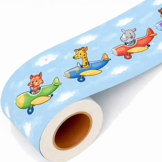 BipBop stickers. Bordo murale"Animali volanti" Greca decorativa per pareti cameretta bambini, adesivo riposizionabile e lavabile, facile applicazione e rimozione. (animali volanti)