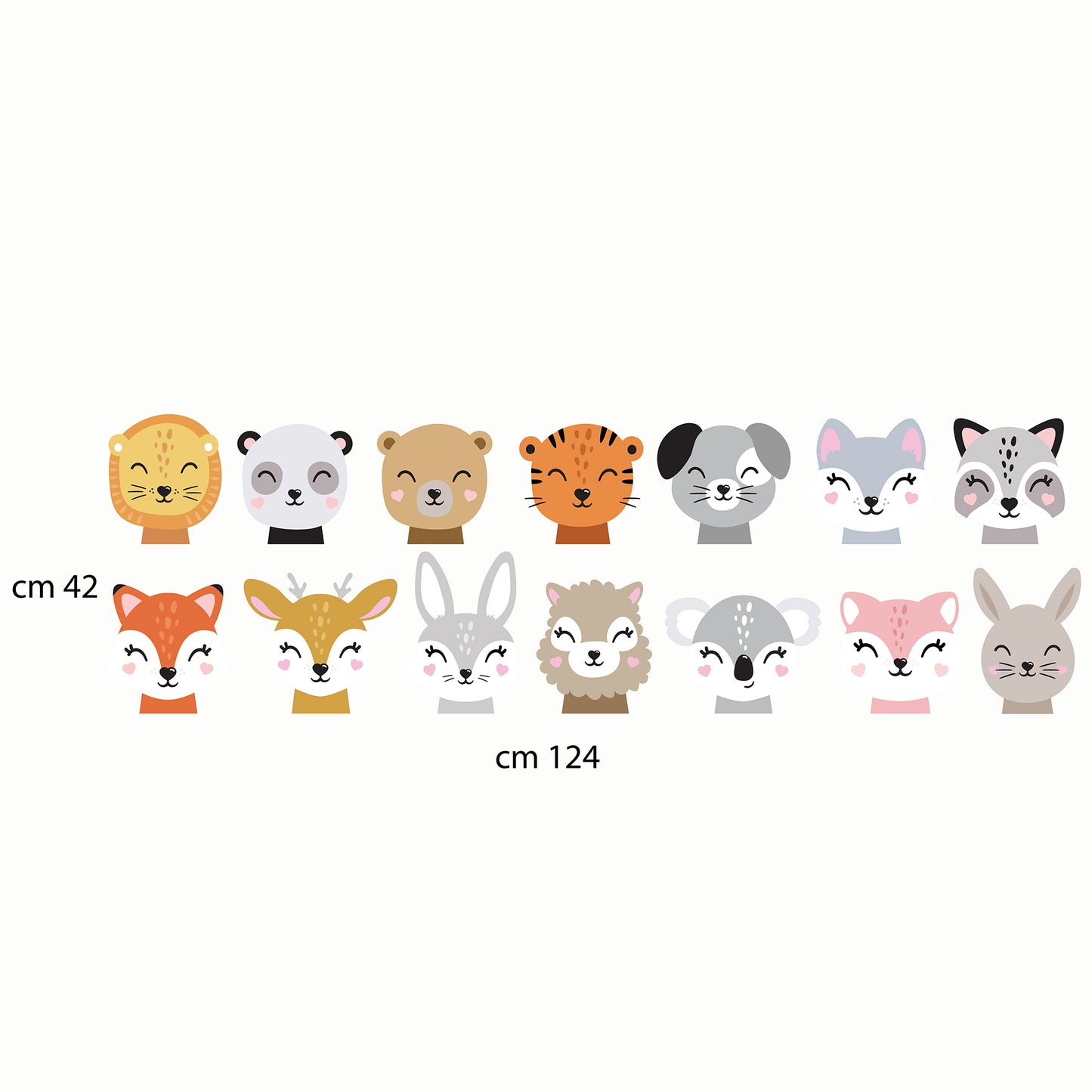 BipBop Stickers "Animals 3" Adesivi murali in tessuto Premium" per bambini attacca e stacca, Sicuri e Atossici. Decora le camerette dei bambini. Unici e creativi (animals3)