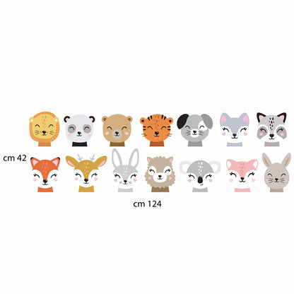 BipBop Stickers "Animals 3" Adesivi murali in tessuto Premium" per bambini attacca e stacca, Sicuri e Atossici. Decora le camerette dei bambini. Unici e creativi (animals3)
