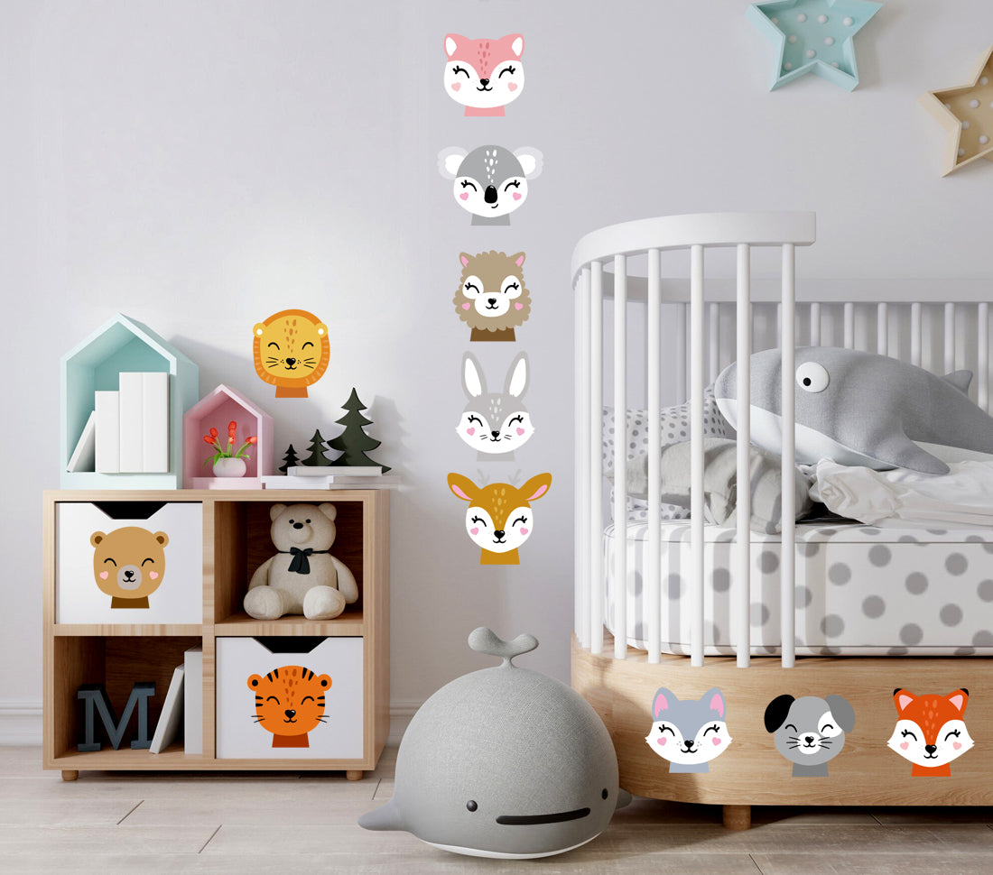 BipBop Stickers "Animals 3" Adesivi murali in tessuto Premium" per bambini attacca e stacca, Sicuri e Atossici. Decora le camerette dei bambini. Unici e creativi (animals3)