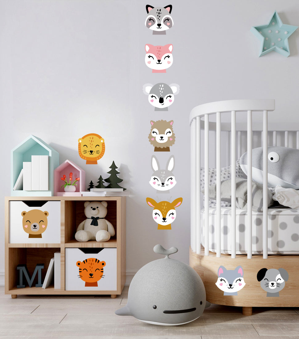 BipBop Stickers "Animals 3" Adesivi murali in tessuto Premium" per bambini attacca e stacca, Sicuri e Atossici. Decora le camerette dei bambini. Unici e creativi (animals3)