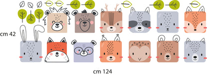 BipBop Stickers "Animals4 25 pezzi" Adesivi murali in tessuto Pemium" per bambini attacca e stacca, Sicuri e Atossici. Decorare pareti e mobili della cameretta dei bambini. Decori unici e creativi!"