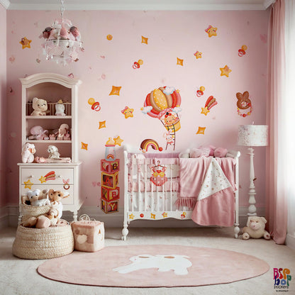 BipBop Stickers "Baby" Set 30 pz. Adesivi murali in tessuto Premium" per bambini attacca e stacca, Sicuri e Atossici. Decora le camerette dei bambini. Unici e creativi