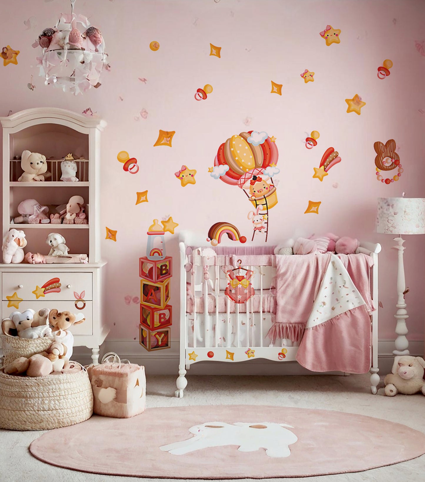 BipBop Stickers "Baby" Set 30 pz. Adesivi murali in tessuto Premium" per bambini attacca e stacca, Sicuri e Atossici. Decora le camerette dei bambini. Unici e creativi