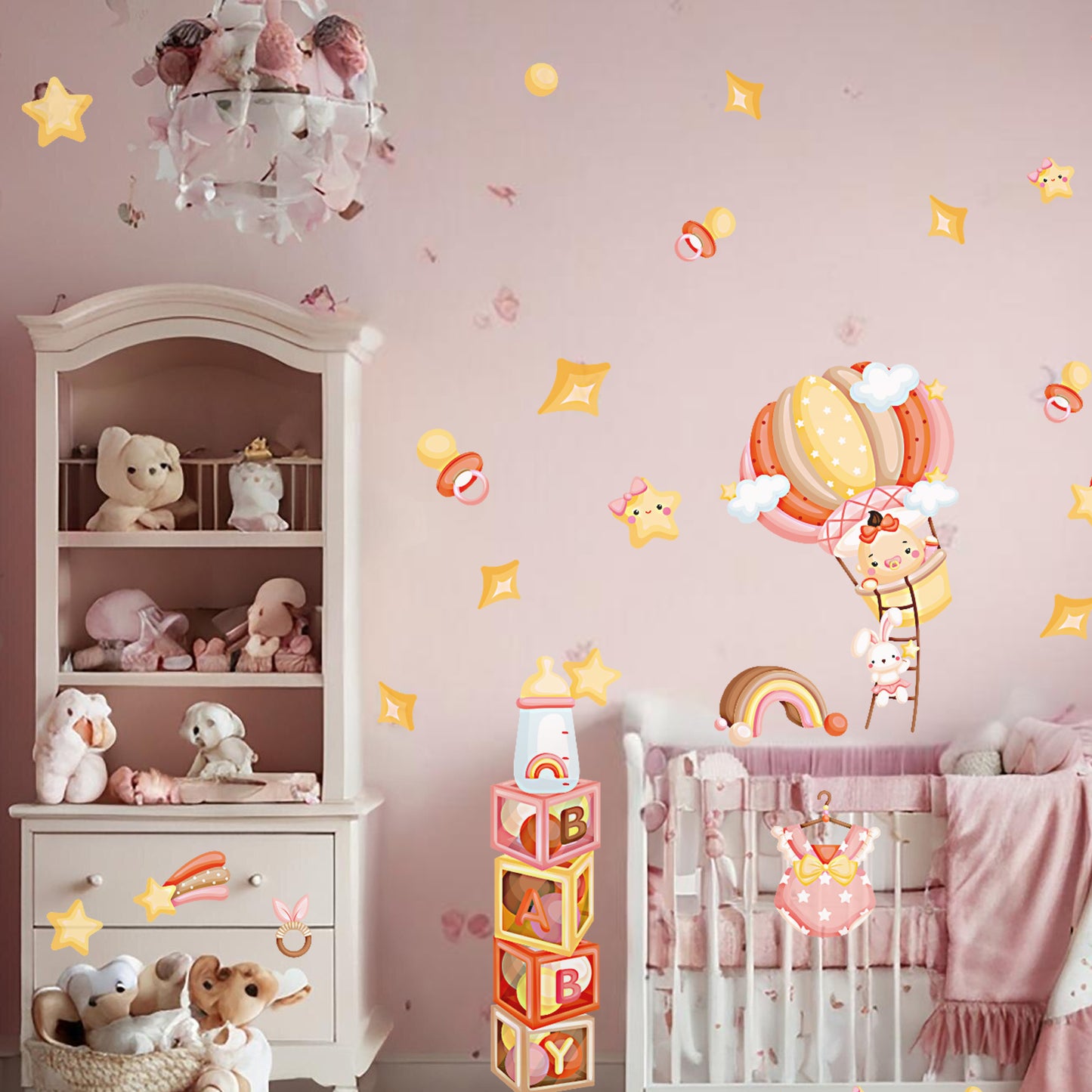 BipBop Stickers "Baby" Set 30 pz. Adesivi murali in tessuto Premium" per bambini attacca e stacca, Sicuri e Atossici. Decora le camerette dei bambini. Unici e creativi