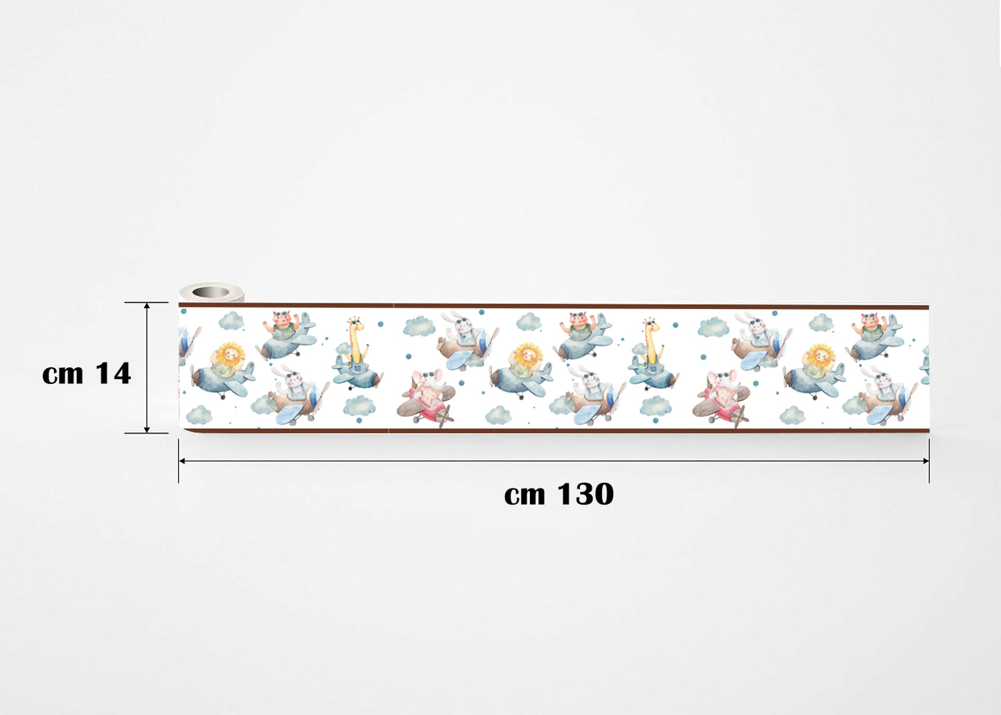 BipBop stickers. Bordo murale"Animali in Aereo" Greca decorativa per pareti cameretta bambini, adesivo riposizionabile e lavabile, facile applicazione e rimozione. (Animali in aereo)