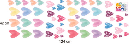 BipBop Stickers "Cuori" Adesivi murali in tessuto Premium" per bambini attacca e stacca, Sicuri e Atossici. Decora le camerette dei bambini. Unici e creativi