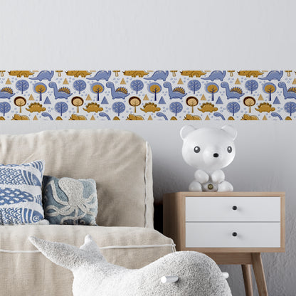 Bordo murale "Dinosauri" Greca decorativa per pareti cameretta bambini, adesivo riposizionabile e lavabile, facile applicazione e rimozione. Scopri la collezione
