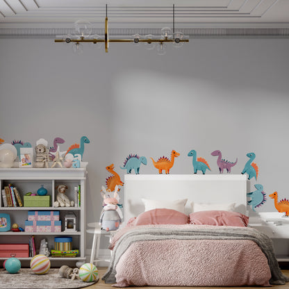 BipBop Stickers "Dinosauri" Adesivi murali in tessuto Premium" per bambini attacca e stacca, Sicuri e Atossici. Decora le camerette dei bambini. Unici e creativi