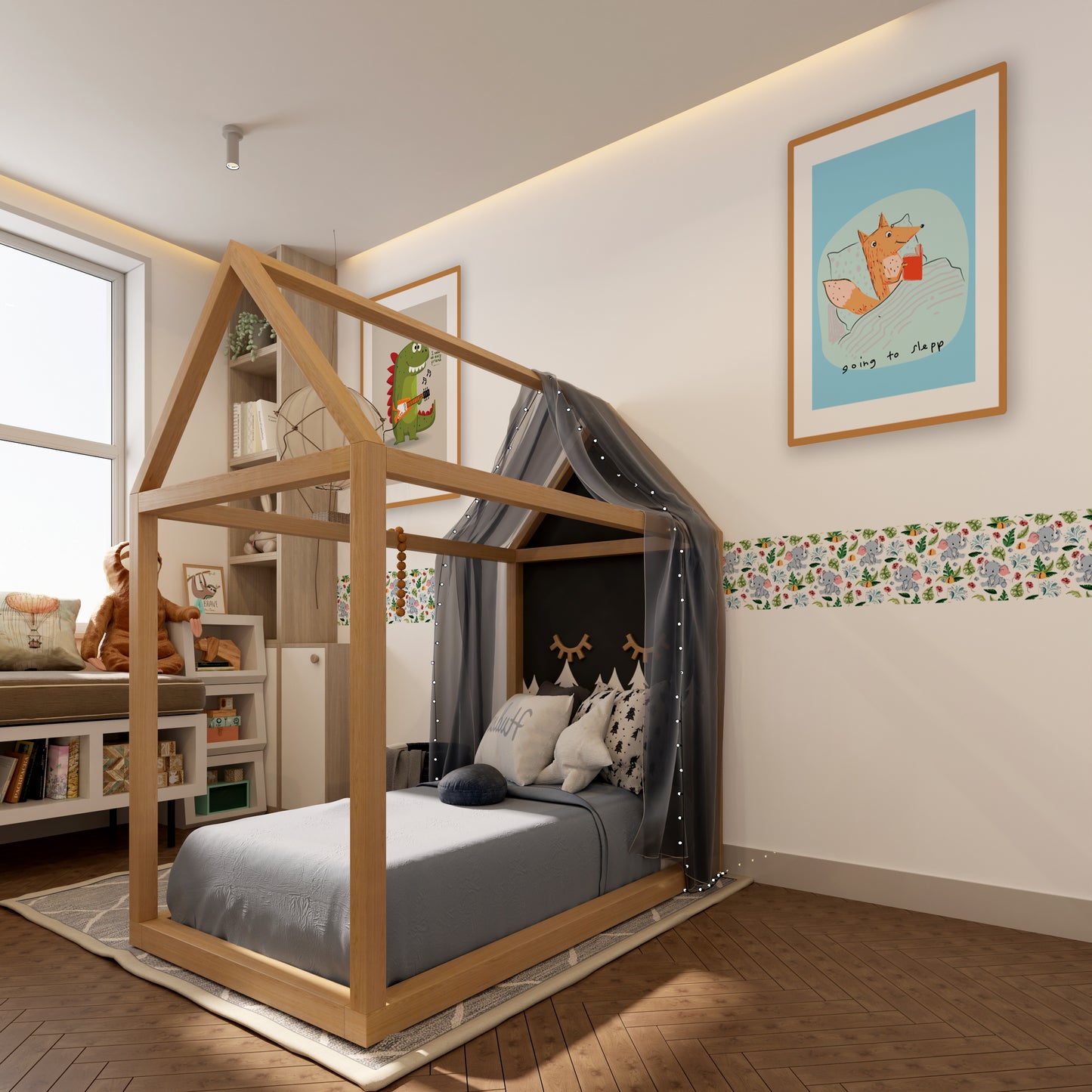 Bordo murale "Elefantini" Greca decorativa per pareti cameretta bambini, adesivo riposizionabile e lavabile, facile applicazione e rimozione. Scopri tutta la collezione