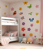 BipBop Stickers "Fiori e farfalle" Set 30 pz. Adesivi murali in tessuto Premium" per bambini attacca e stacca, Sicuri e Atossici. Decora le camerette dei bambini. Unici e creativi