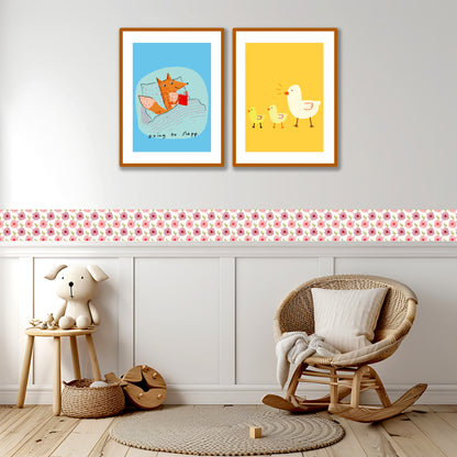 Bordo murale "Fiori" Greca decorativa per pareti cameretta bambini, adesivo riposizionabile e lavabile, facile applicazione e rimozione. Scopri tutta la collezione