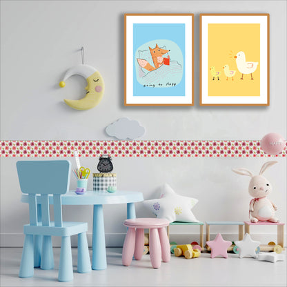 Bordo murale "Fiori" Greca decorativa per pareti cameretta bambini, adesivo riposizionabile e lavabile, facile applicazione e rimozione. Scopri tutta la collezione