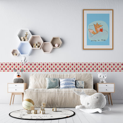 Bordo murale "Fiori" Greca decorativa per pareti cameretta bambini, adesivo riposizionabile e lavabile, facile applicazione e rimozione. Scopri tutta la collezione