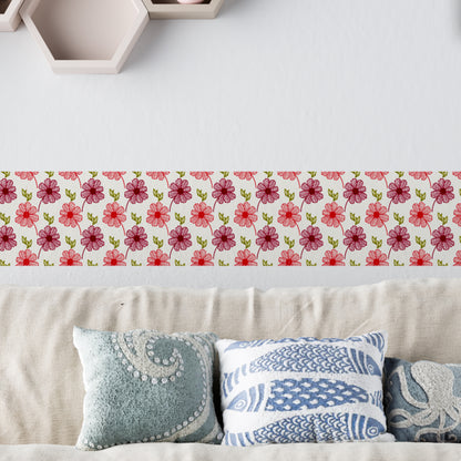 Bordo murale "Fiori" Greca decorativa per pareti cameretta bambini, adesivo riposizionabile e lavabile, facile applicazione e rimozione. Scopri tutta la collezione