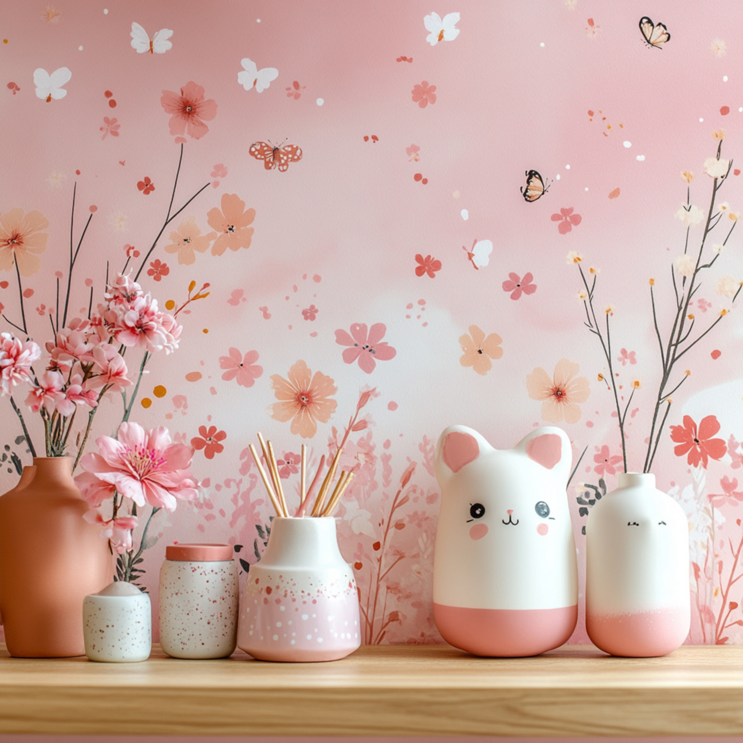 BipBop Stickers "Fiori medi" set 75 pz. Adesivi murali in tessuto Premium" per bambini attacca e stacca, Sicuri e Atossici. Decora le camerette dei bambini. Unici e creativi