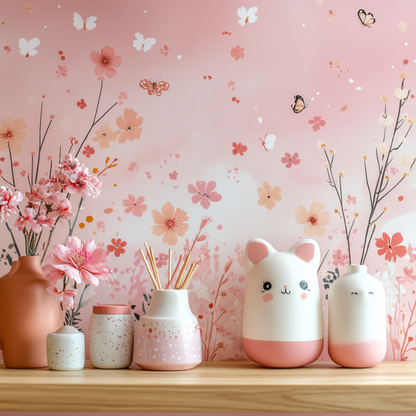 BipBop Stickers "Fiori set 70 pz" Adesivi murali in tessuto Premium" per bambini attacca e stacca, Sicuri e Atossici. Decora le camerette dei bambini. Unici e creativi