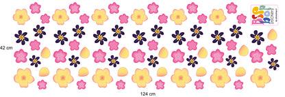 BipBop Stickers "Fiori set 70 pz" Adesivi murali in tessuto Premium" per bambini attacca e stacca, Sicuri e Atossici. Decora le camerette dei bambini. Unici e creativi