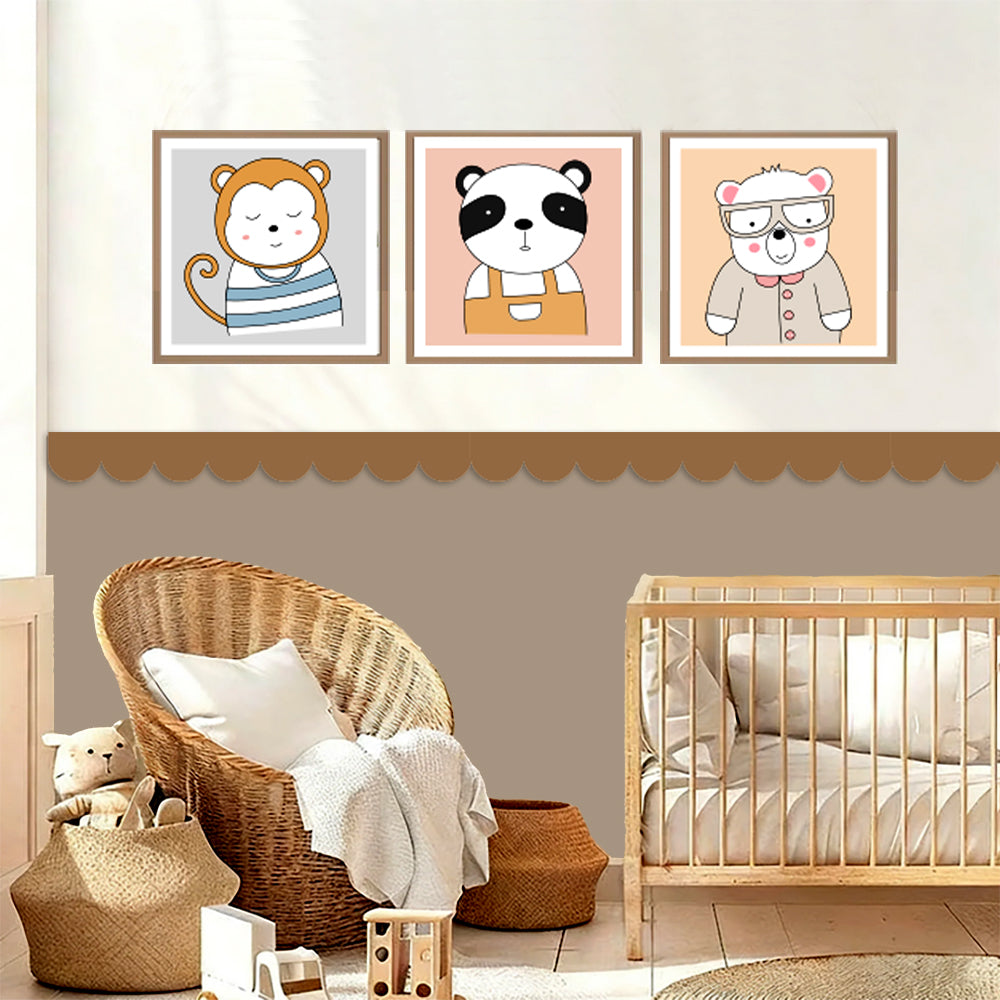 BipBop stickers. Bordo murale" Linea Onda " Greca decorativa per pareti cameretta bambini, adesivo riposizionabile e lavabile, facile applicazione e rimozione. 7 pezzi