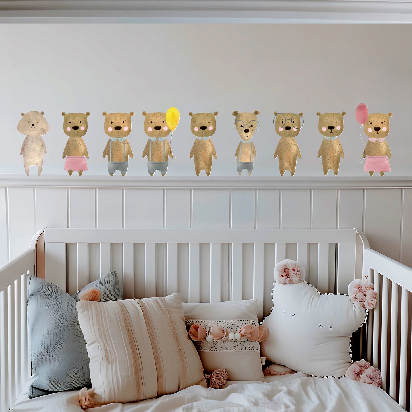 BipBop Stickers "Orsetti" Adesivi murali in tessuto Premium" per bambini attacca e stacca, Sicuri e Atossici. Decora le camerette dei bambini. Unici e creativi (Orsetti)