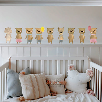 BipBop Stickers "Orsetti" Adesivi murali in tessuto Premium" per bambini attacca e stacca, Sicuri e Atossici. Decora le camerette dei bambini. Unici e creativi (Orsetti)