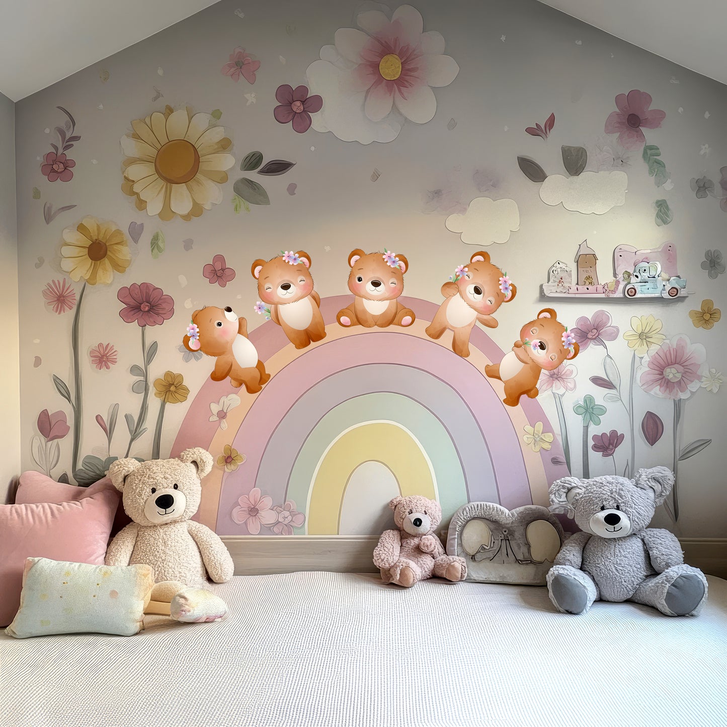 BipBop Stickers "Orsetti" Adesivi murali in tessuto Premium" per bambini attacca e stacca, Sicuri e Atossici. Decora le camerette dei bambini. Unici e creativi (Orsetti)