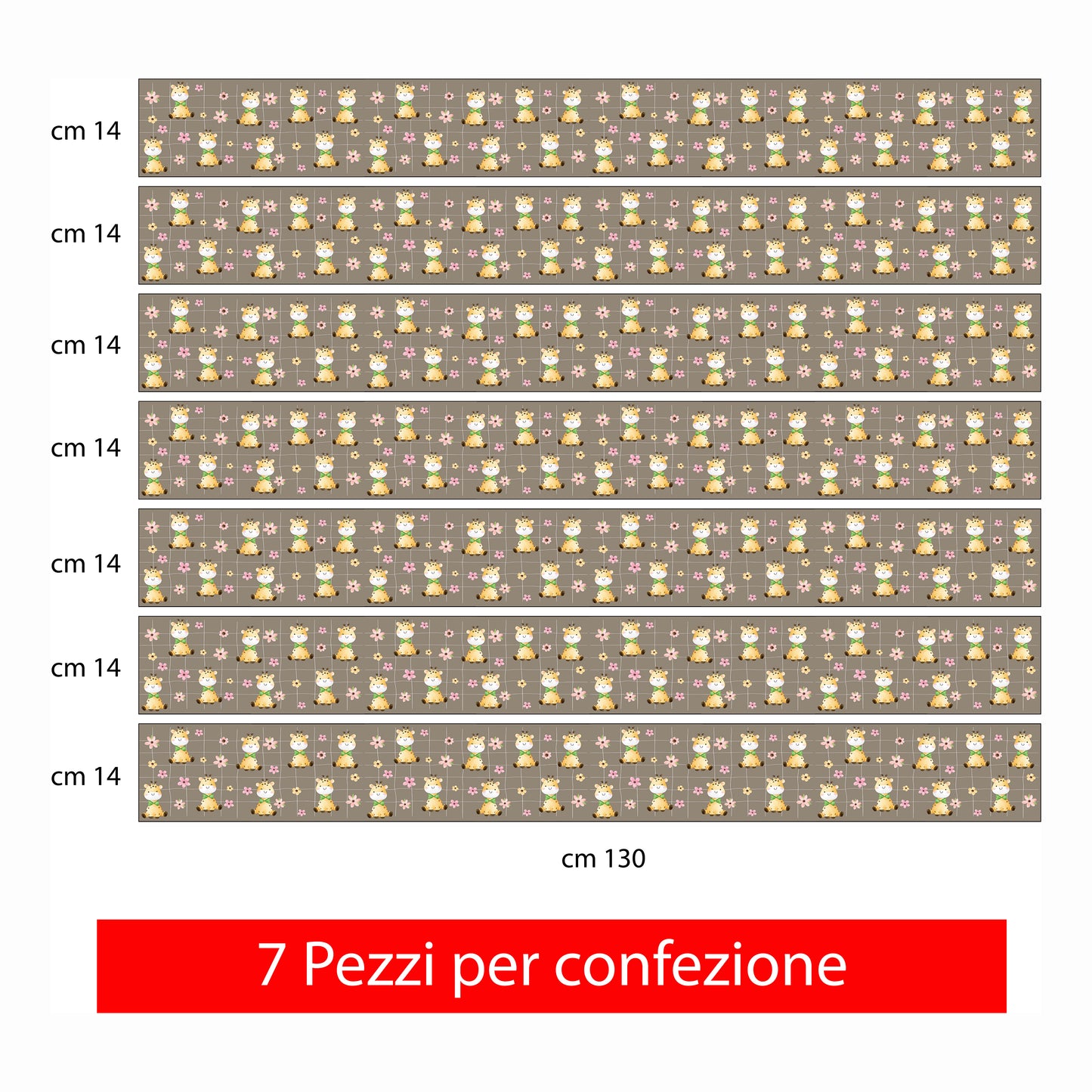 Bordo murale "Giraffe" Greca decorativa per pareti cameretta bambini, adesivo riposizionabile e lavabile, facile applicazione e rimozione. Scopri tutta la collezione
