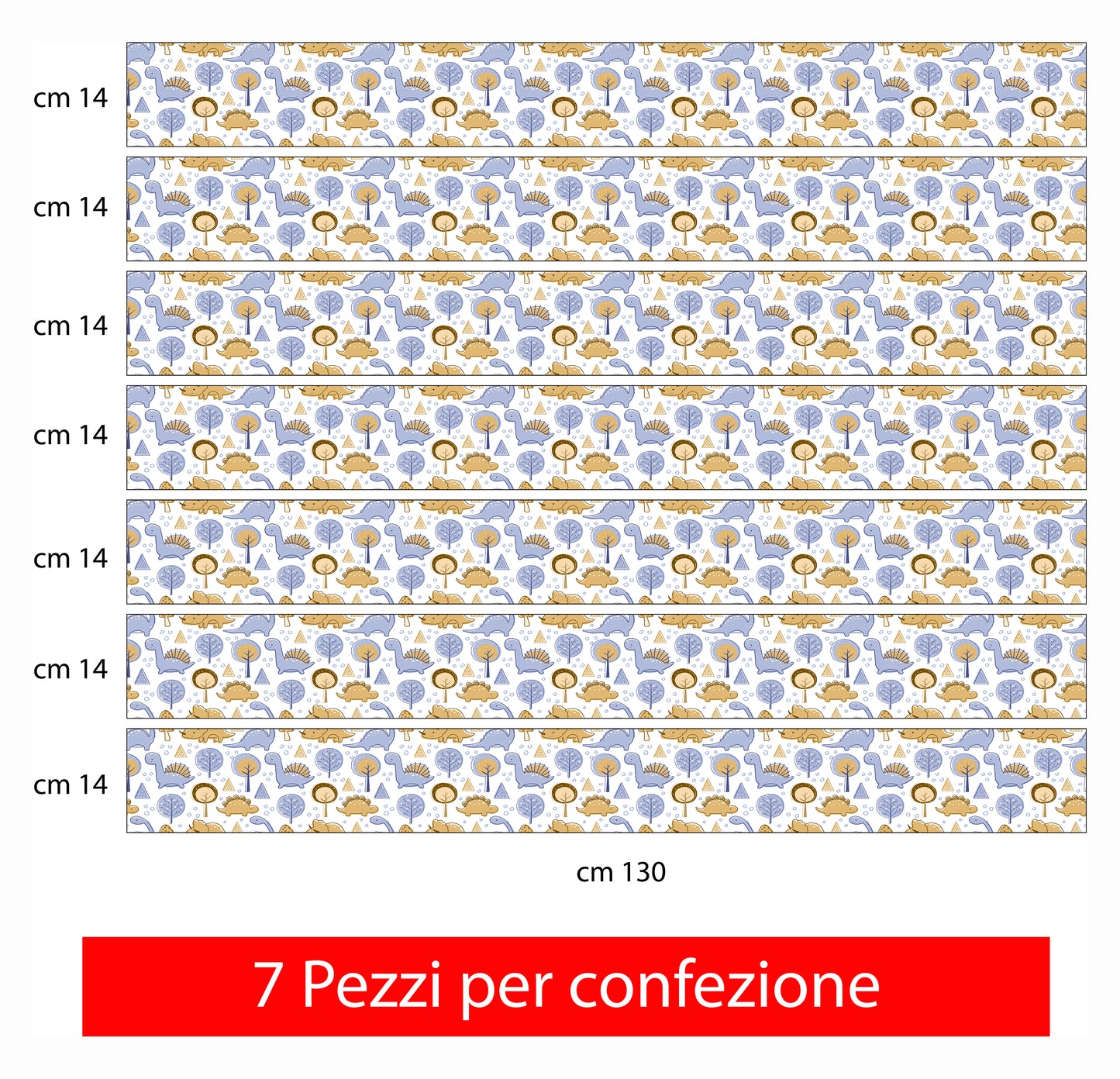 Bordo murale "Dinosauri" Greca decorativa per pareti cameretta bambini, adesivo riposizionabile e lavabile, facile applicazione e rimozione. Scopri la collezione
