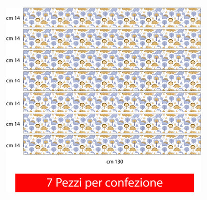 Bordo murale "Dinosauri" Greca decorativa per pareti cameretta bambini, adesivo riposizionabile e lavabile, facile applicazione e rimozione. Scopri la collezione